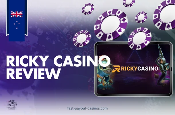 monitor with ricky casino, website logo, australian flag on casino background